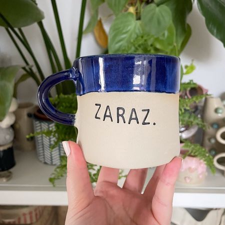 Kubek ceramiczny „ZARAZ.” - mocno przypieczony :)