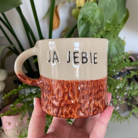 Kubek „Ja Jebię” - ciemnoróżowy - 350 ml