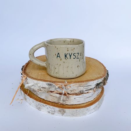 Kubek „A Kysz!” – beżowy ze szkliwem nakrapianym - 180 ml