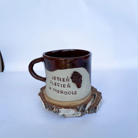 Kubek „Jesień plecień, ja pierdolę” z listkiem - 250 ml