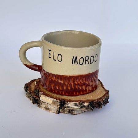 Kubek „Elo Mordo” – ceramiczny, ręcznie robiony (lekka wada szkliwa)